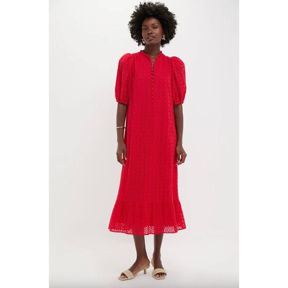 Hyacinth House Red Eyelet Tryall Midi Dress XL - Picture 1 of 5
